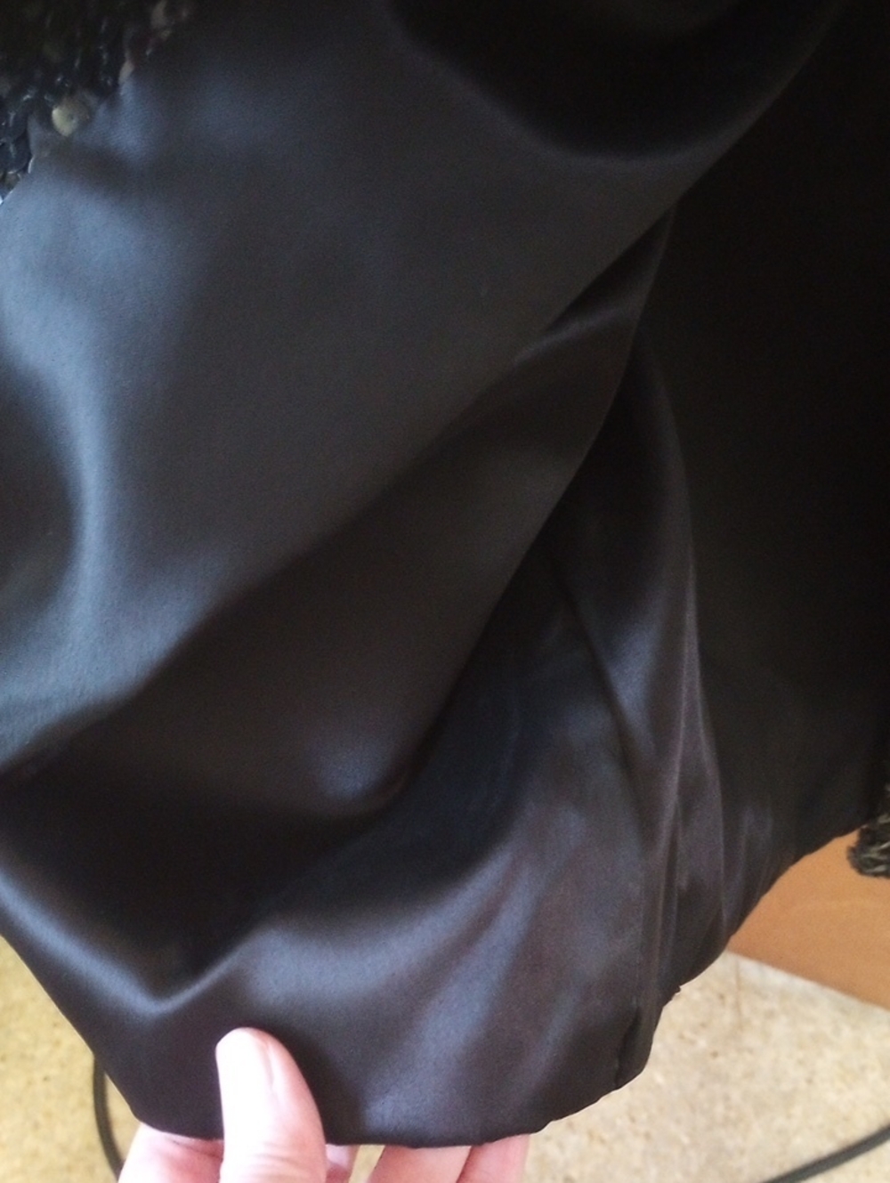 Fancy Formal Tailored Vintage Black Sequin Coat w/ Collar. M-L - Picture 4 of 6